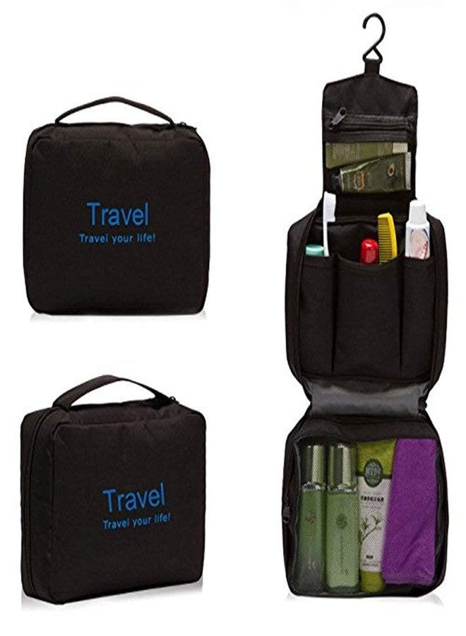 GIANT IMPEX Portable Waterproof Cosmetics Travel Toiletry Bag |Nylon Organizer | Pouch Kit for Men/Women Travel (Black) - Image 2